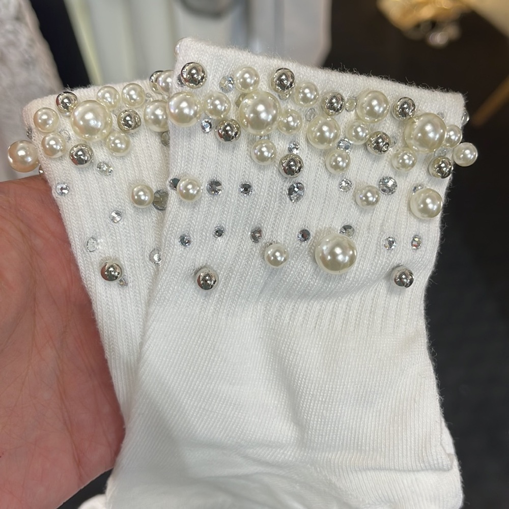Local designers pearl socks 2 pair black and white